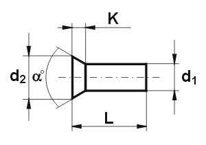 NIT ALUMINIOWY PEŁNY Z ŁBEM STOŻKOWYM PŁASKIM 4.0*16 MM