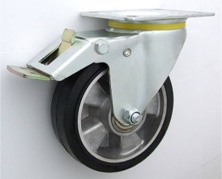 KOŁO ALUMINIUM-GUMA 160MM OBUDOWA SKRĘTNA+HAM. WZM. A45GWH