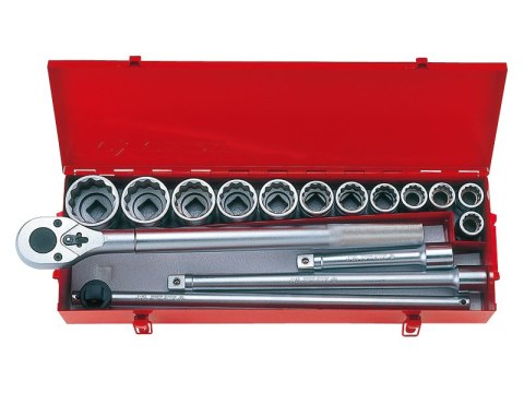 ZESTAW NASADEK 3/4'' 16 CZĘŚCI KRÓTKIE 6-KĄT. 21-50MM+AKCES.