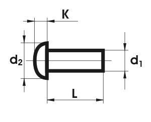 NIT ALUMINIOWY PEŁNY Z ŁBEM KULISTYM 4.0*14 MM