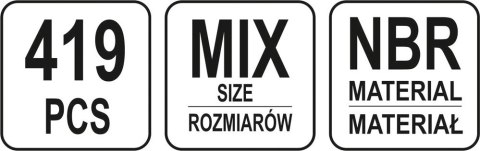 ZESTAW ORINGÓW GUMOWYCH 419SZT MIX