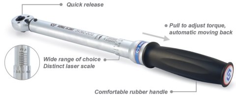 KLUCZ DYNAMOMETRYCZNY Z PRZYCISKIEM 1/4'' 5-30NM