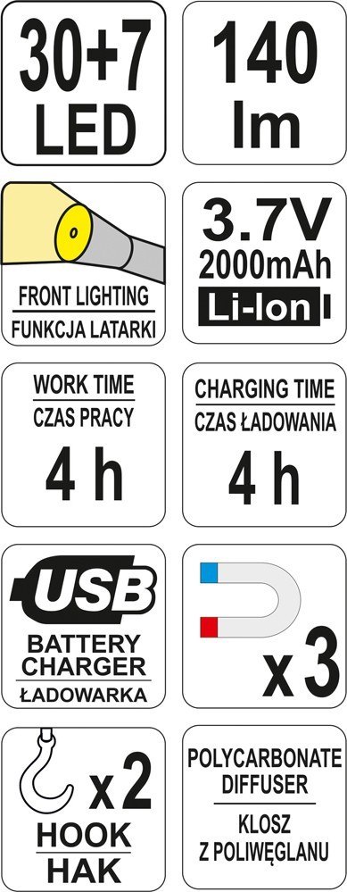 LAMPA WARSZTATOWA 30 + 7 LED