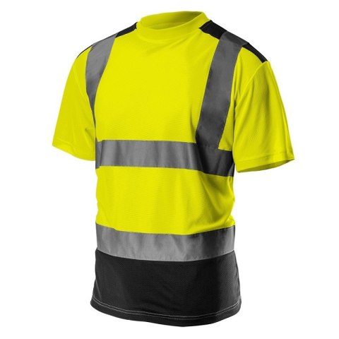 KOSZULKA T-SHIRT OSTRZEGAWCZY CIEMNY DÓŁ ŻÓŁTY XXL