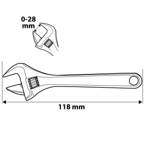 KLUCZ NASTAWNY KRÓTKI 118MM 0-28MM