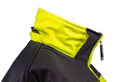 KURTKA ROBOCZA OSTRZEGAWCZA SOFTSHELL Z KAPTUREM ŻÓŁTA XL