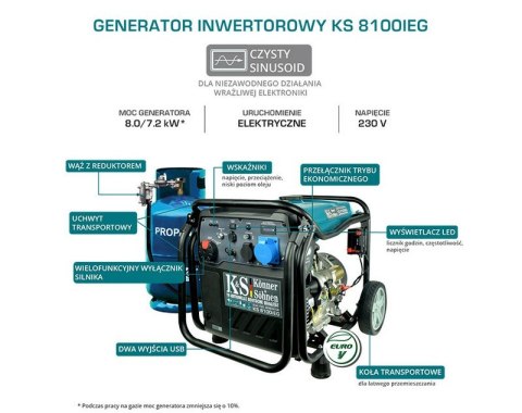 AGREGAT INWENTOROWY 8.0 KW BENZYNA/GAZ