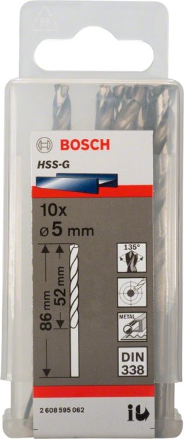 WIERTŁO HSS-G, DIN 338 5.0*52MM 10SZT.