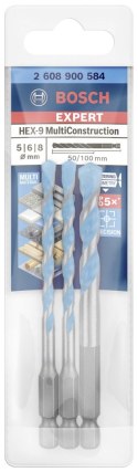 ZESTAW WIERTEŁ EXPERT MULTICONSTRUCTION HEX-9 SET 3PC