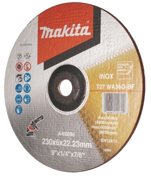 TARCZA SZLIFIERSKA WYPUKŁA INOX 230*6*22 MM