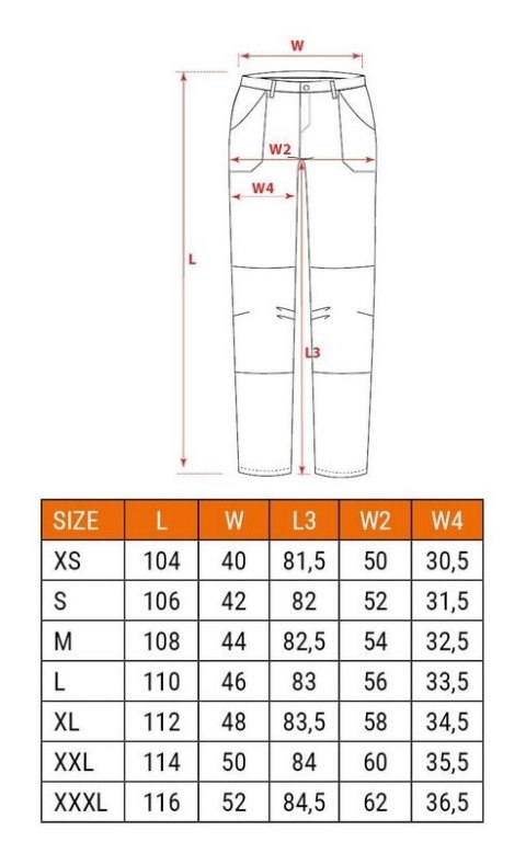 SPODNIE ROBOCZE DO PASA OUTDOOR MUSZTARDOWE ROZMIAR XL