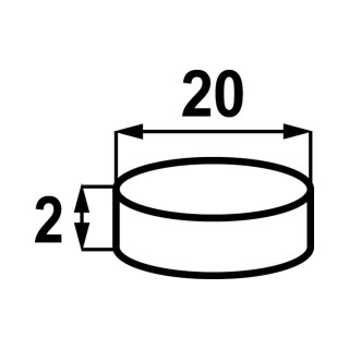 MAGNES NEODYMOWY OKRĄGŁY STAHL 20*2MM SAMOPRZYLEPNY 2SZT