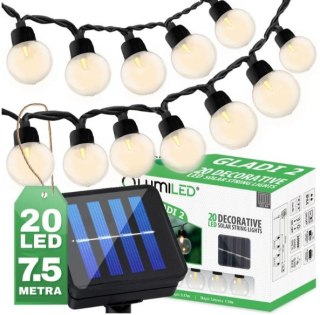 GIRLANDA SOLARNA GLADI 2, 20 LED G40 7,5M