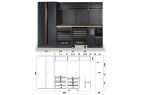 ZESTAW MEBLI WARSZTATOWYCH C45PRO2.0W/268UT+268 NARZĘDZI MDF