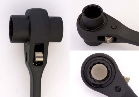 DWUSTRONNY KLUCZ NASADKOWY Z GRZECHOTKĄ 24X30MM DŁ. 402MM