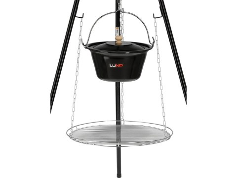 GRILL Z KOCIOŁKIEM 6L WISZĄCY NA TRÓJNOGU RUSZT 49CM