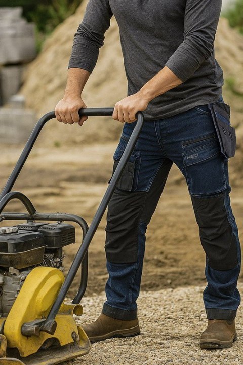 SPODNIE ROBOCZE DENIM WZMOCNIENIA CORDURA, GRANATOWE, ROZ. S