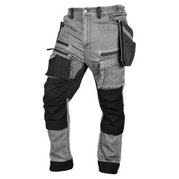 SPODNIE ROBOCZE DENIM WZMOCNIENIA CORDURA, SZARE, ROZ. L