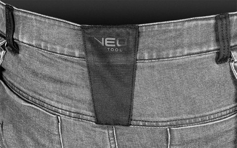 SPODNIE ROBOCZE DENIM WZMOCNIENIA CORDURA, SZARE, ROZ. L