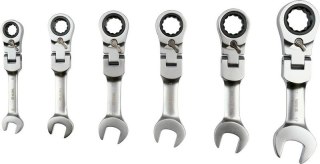 ZESTAW KLUCZY Z GRZECHOTKĄ I PRZEGUBEM, KRÓTKIE 8-19MM, 6SZT