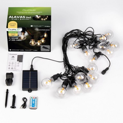 GIRLANDA SOLARNA/230V ALAVAS 2W1 15 LED SPIRAL 11.58MB PILOT