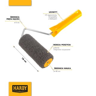 HARDY WAŁEK DO GŁADZI SZPACHLOWYCH 18CM ŚR.48MM Z RĄCZKĄ H7