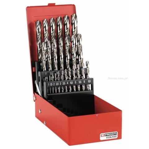 ZESTAW WIERTEŁ HSS DIN 338 1-13MM 25 SZT. W KASECIE