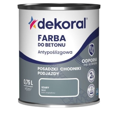 FARBA DO BETONU ANTYPOŚLIZGOWA AKRYLIT B SZARA 0.75L